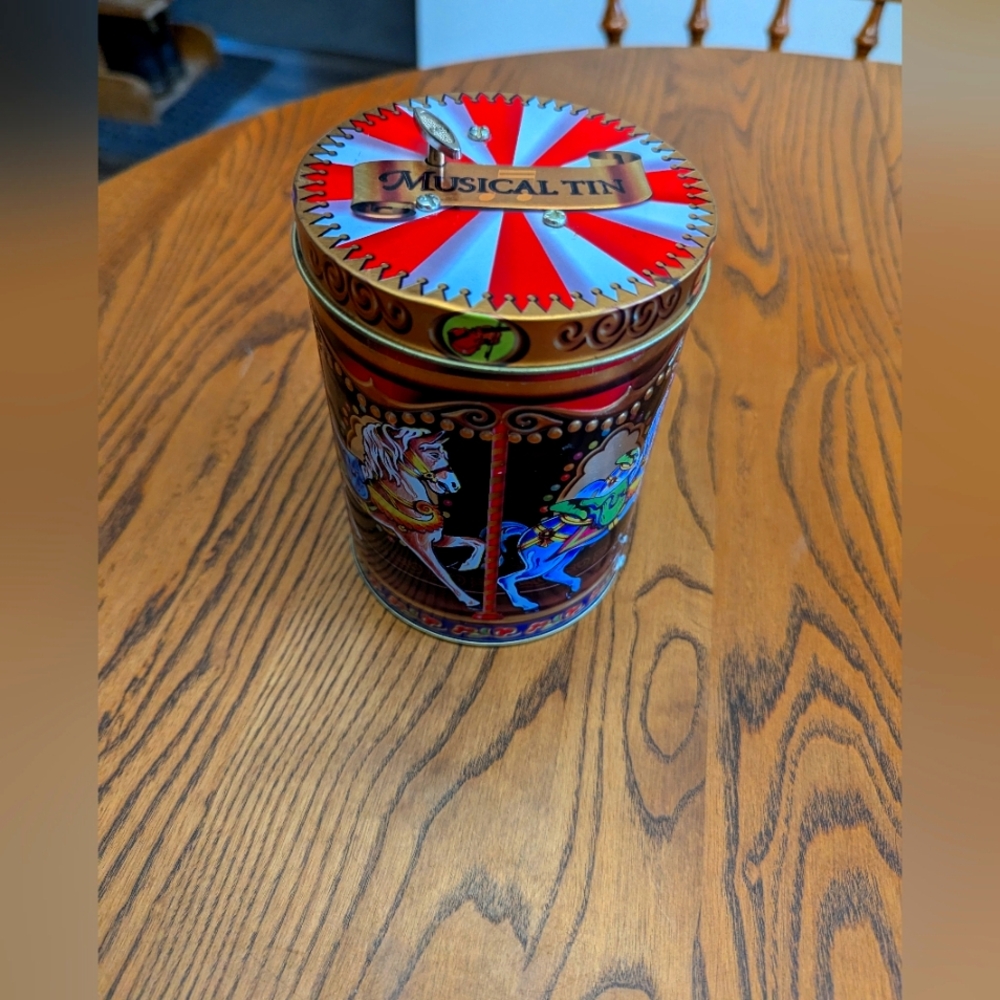 Musical Carrousel Cookie Tin Collectible from Denmark.
